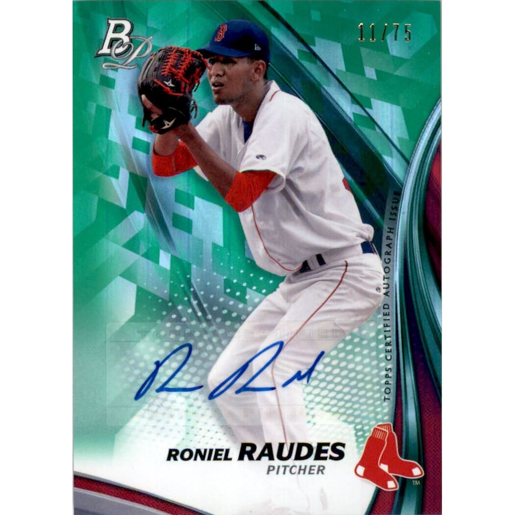 2017 Bowman Platinum Top Prospects Autographs Green #TPRRA Roniel Raudes. rookie card picture