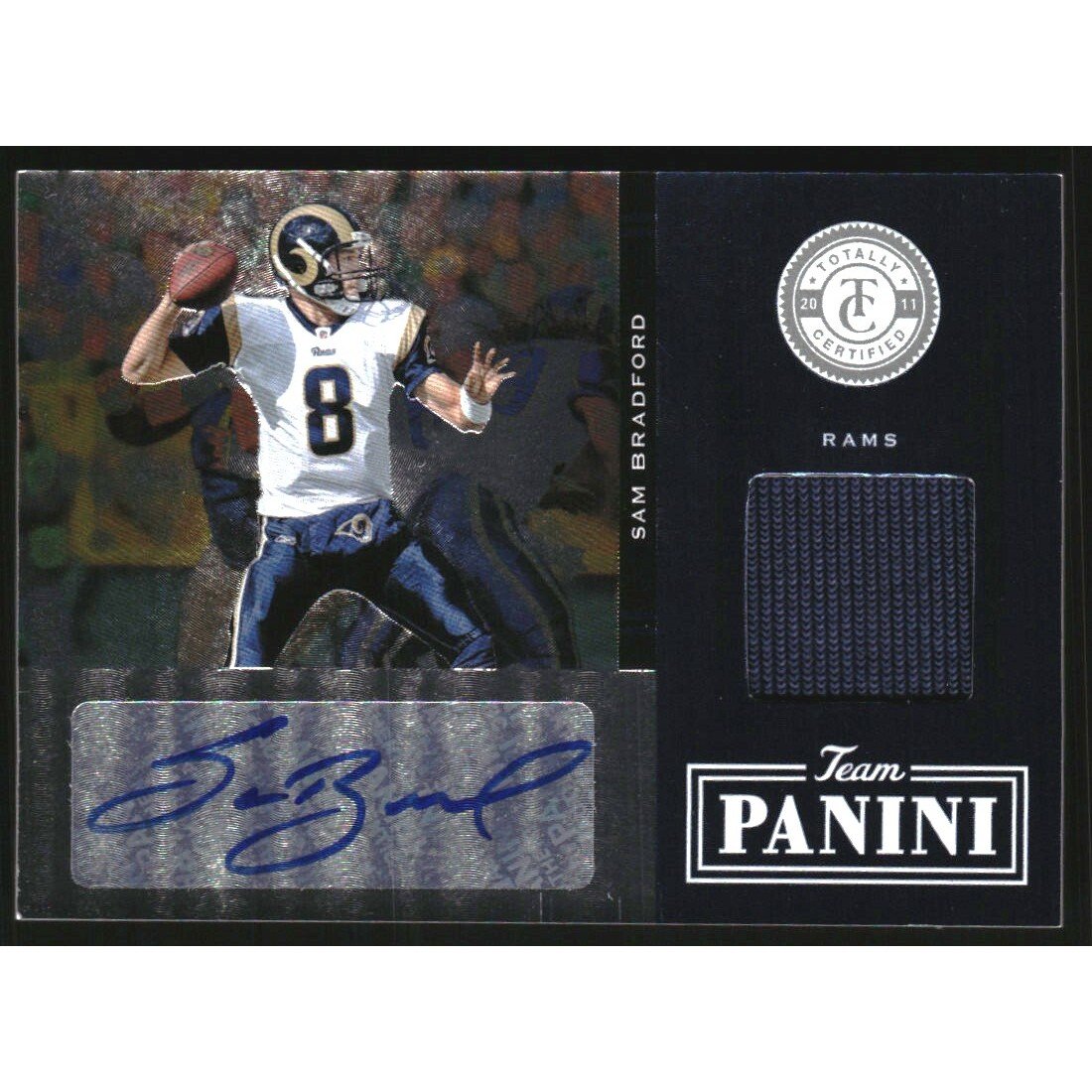 2011 Totally Certified Team Panini Material Autographs #13 Sam Bradford/25. rookie card picture