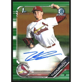 2019 Bowman Chrome Draft Autographs Green Refractors #CDAZT Zack Thompson