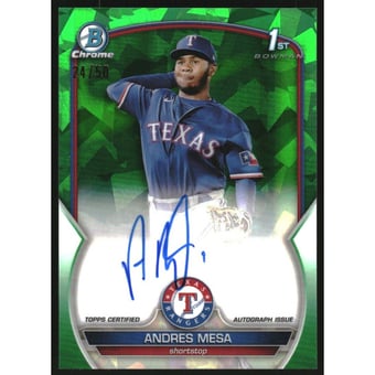 2023 Bowman Chrome Sapphire Prospect Autographs Green Refractors #BSPAAM Andres Mesa