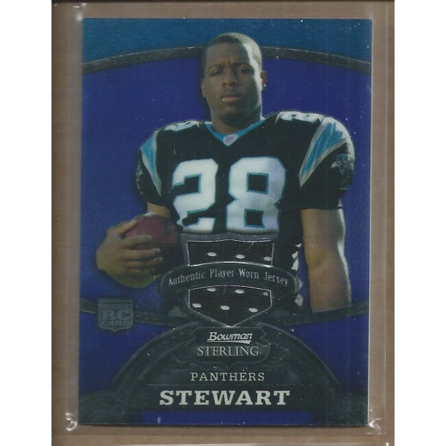 2008 Bowman Sterling Jerseys Blue #155 Jonathan Stewart. rookie card picture
