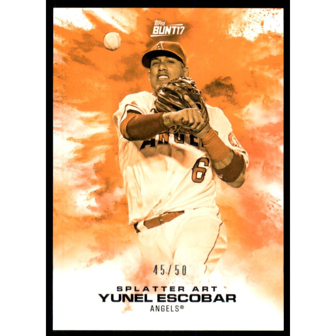 2017 Topps Bunt Splatter Art Orange #SPYE Yunel Escobar. rookie card picture