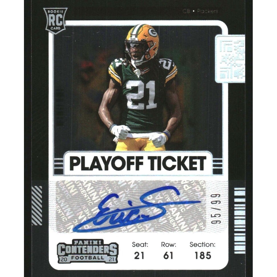 2021 Panini Contenders Playoff Ticket #157A Eric Stokes AU. rookie card picture