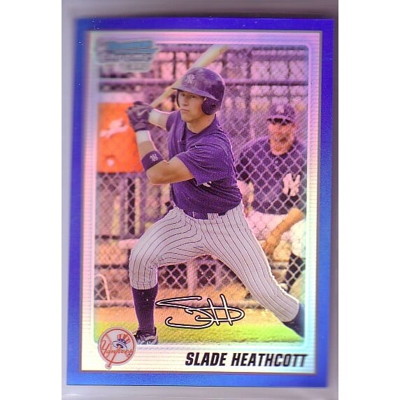 2010 Bowman Chrome Prospects Blue Refractors #BCP95A Slade Heathcott. rookie card picture