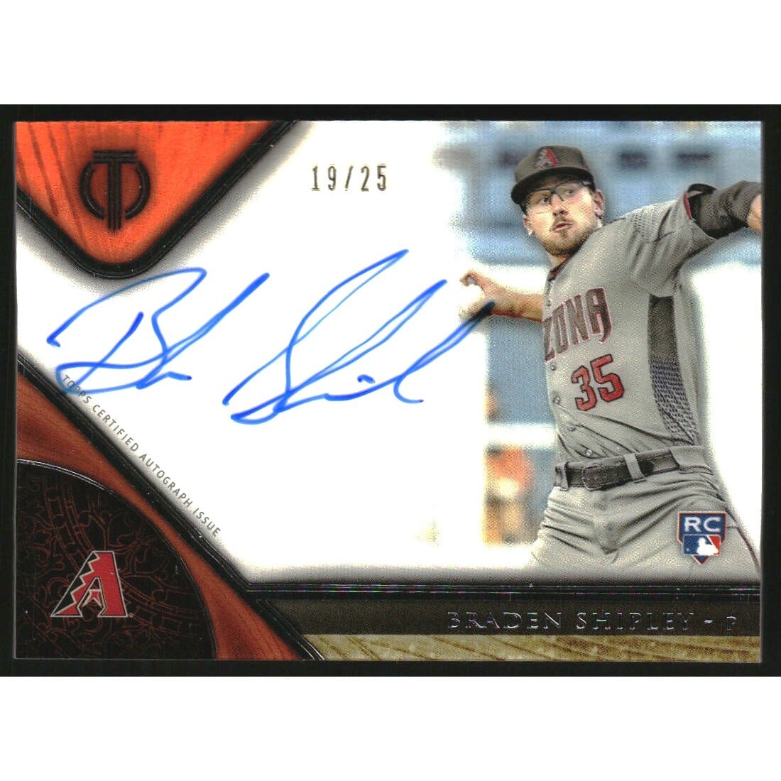 2017 Topps Tribute Autographs Orange #TABSH Braden Shipley. rookie card picture