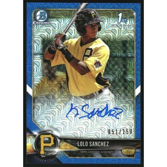 2018 Bowman Chrome Prospect Autographs Blue Mojo Refractors #BCPALSA LoLo Sanchez