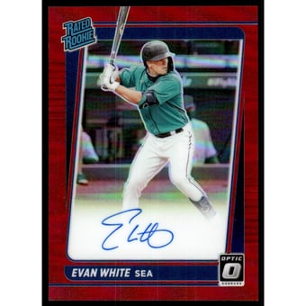 2021 Donruss Optic Rated Rookies Signatures Red #1 Evan White/50