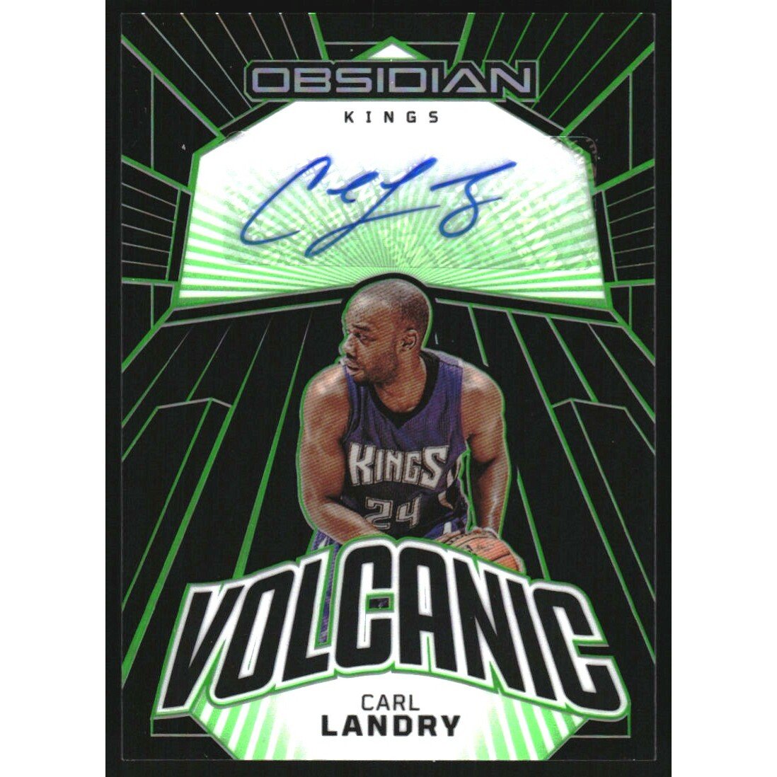 2022-23 Panini Obsidian Volcanic Signatures Electric Etch Green #40 Carl Landry. rookie card picture