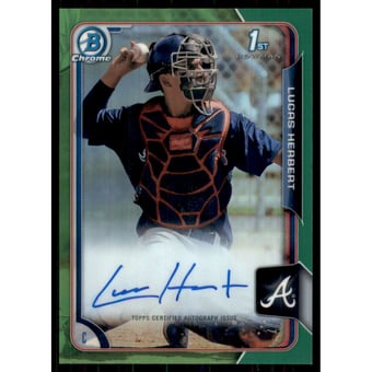 2015 Bowman Chrome Draft Draft Pick Autographs Green Refractors #BCALH Lucas Herbert