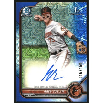 2022 Bowman Chrome Prospect Autographs HTA Choice Refractors #CPAGC Greg Cullen