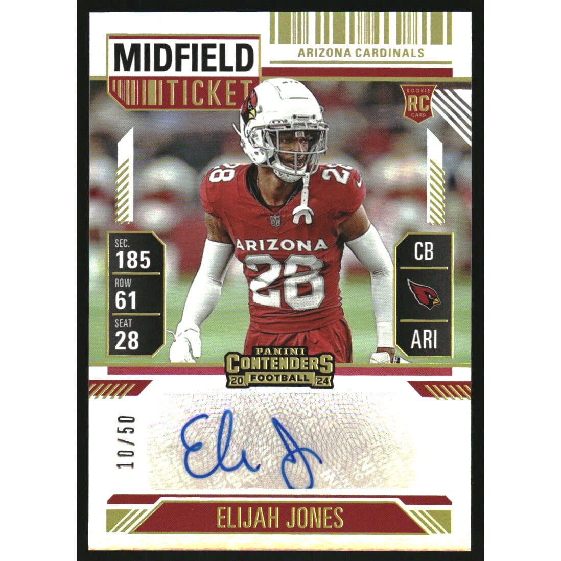 2024 Panini Contenders Midfield Ticket #262 Elijah Jones AU. rookie card picture