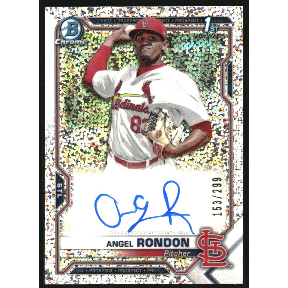 2021 Bowman Chrome Prospect Autographs Speckle Refractors #CPAARO Angel Rondon. rookie card picture