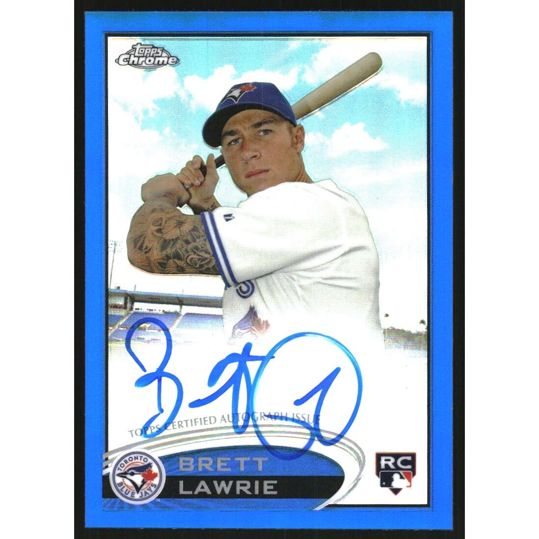 2012 Topps Chrome Rookie Autographs Blue Refractors #173 Brett Lawrie. rookie card picture