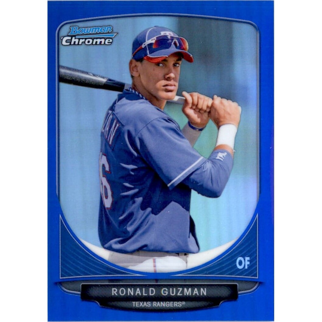 2013 Bowman Chrome Prospects Blue Refractors #BCP74 Ronald Guzman. rookie card picture