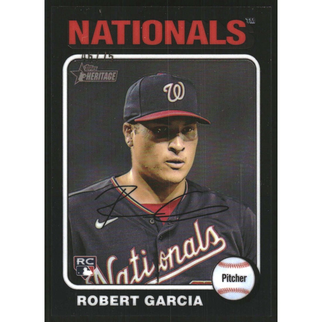2024 Topps Heritage Chrome Black Refractors #118 Robert Garcia HN. rookie card picture