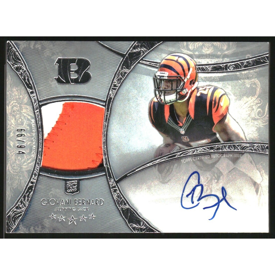 2013 Topps Five Star #113 Giovani Bernard JSY AU RC. rookie card picture