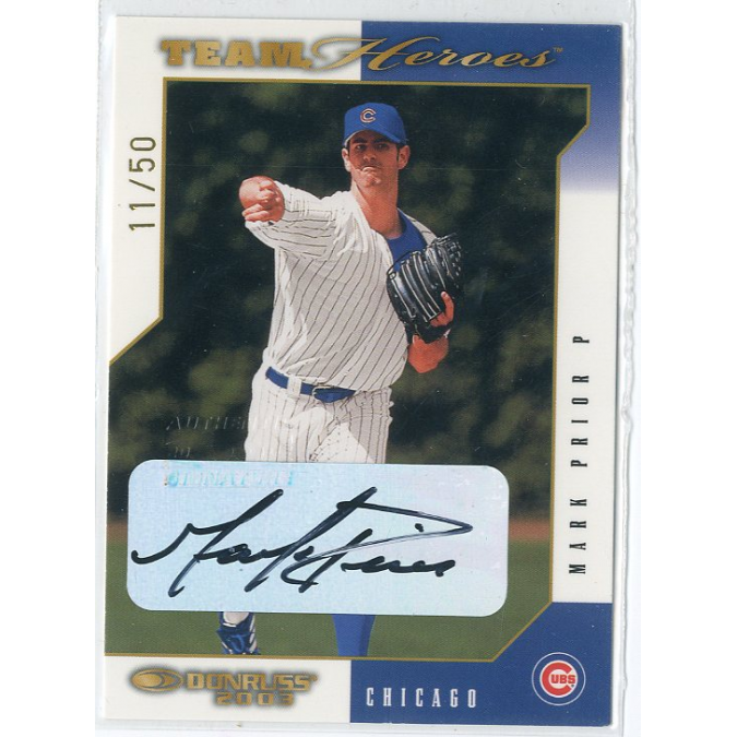 2003 Donruss Team Heroes Autographs #115 Mark Prior/50. rookie card picture