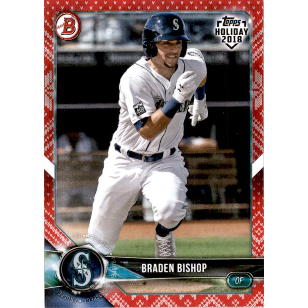 2018 Topps Bowman Holiday Red Festive #THBB Braden Bishop. rookie card picture