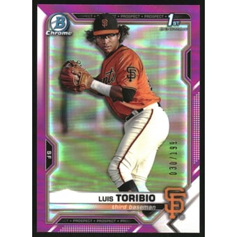 2021 Bowman Chrome Prospects Fuchsia Refractors #BCP228 Luis Toribio
