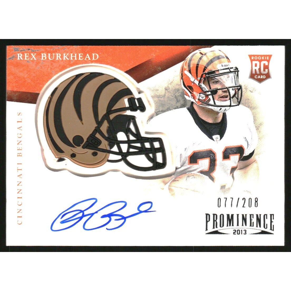 2013 Panini Prominence Rookie Team Helmet Autographs #177 Rex Burkhead/208. rookie card picture