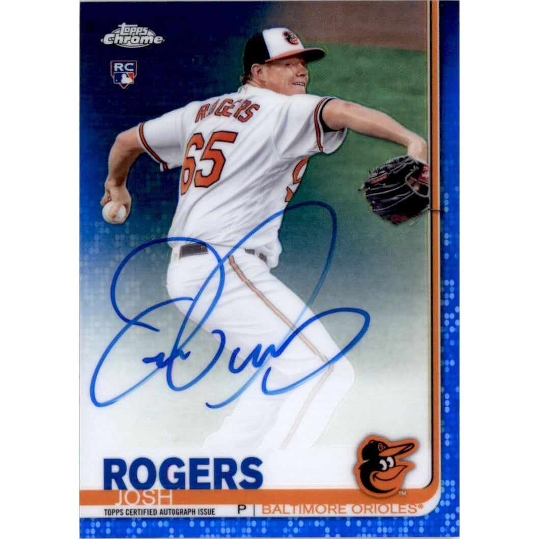 2019 Topps Chrome Rookie Autographs Blue Refractors #RAJR Josh Rogers. rookie card picture