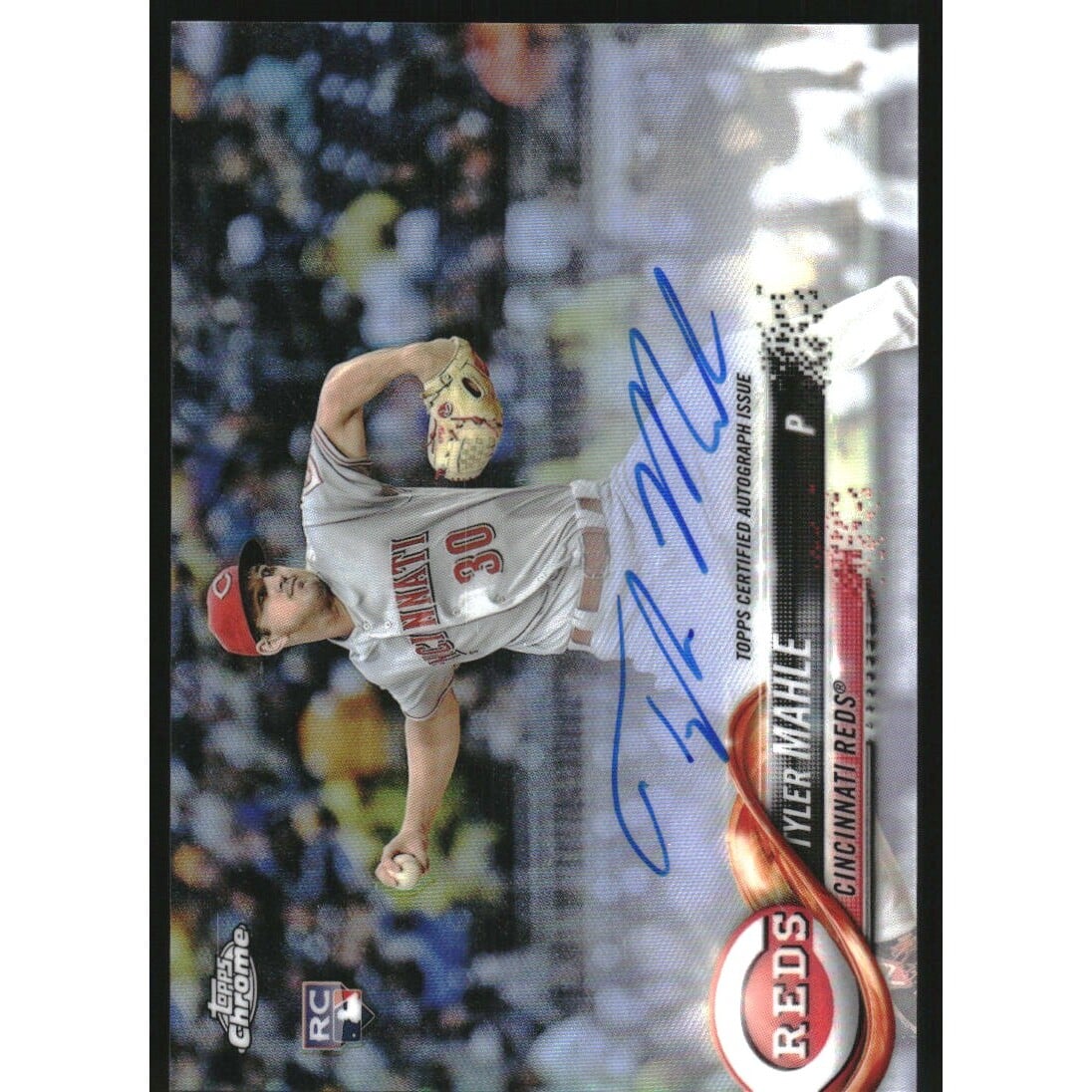 2018 Topps Chrome Rookie Autographs Refractors #RATM Tyler Mahle. rookie card picture