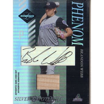 2003 Leaf Limited Silver Spotlight #176 Brandon Webb A PH AU Bat