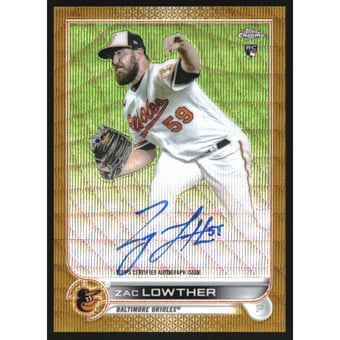 2022 Topps Chrome Rookie Autographs Gold Wave Refractors #RAZL Zac Lowther