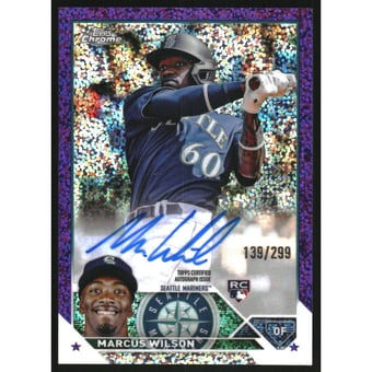 2023 Topps Chrome Rookie Autographs Purple Speckle Refractors #RAMWI Marcus Wilson