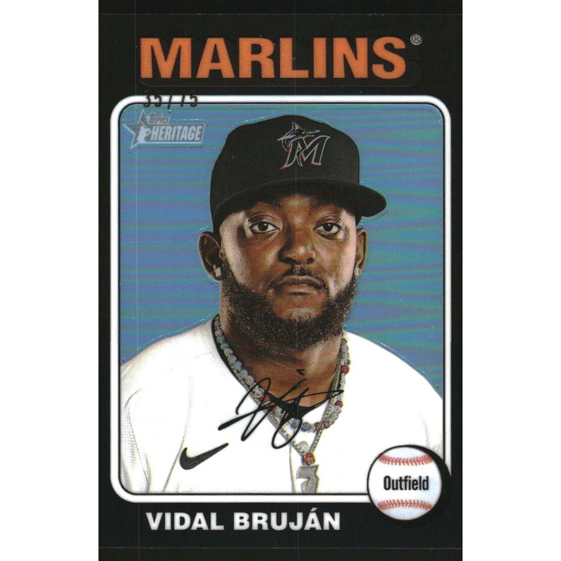 2024 Topps Heritage Chrome Black Refractors #215 Vidal Brujan HN. rookie card picture