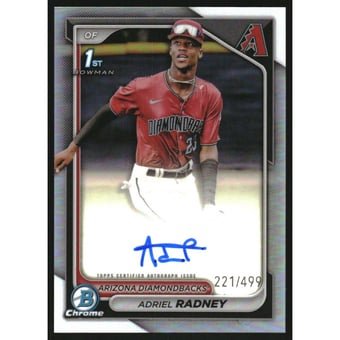 2024 Bowman Chrome Prospect Autographs Refractors #CPAAR Adriel Radney