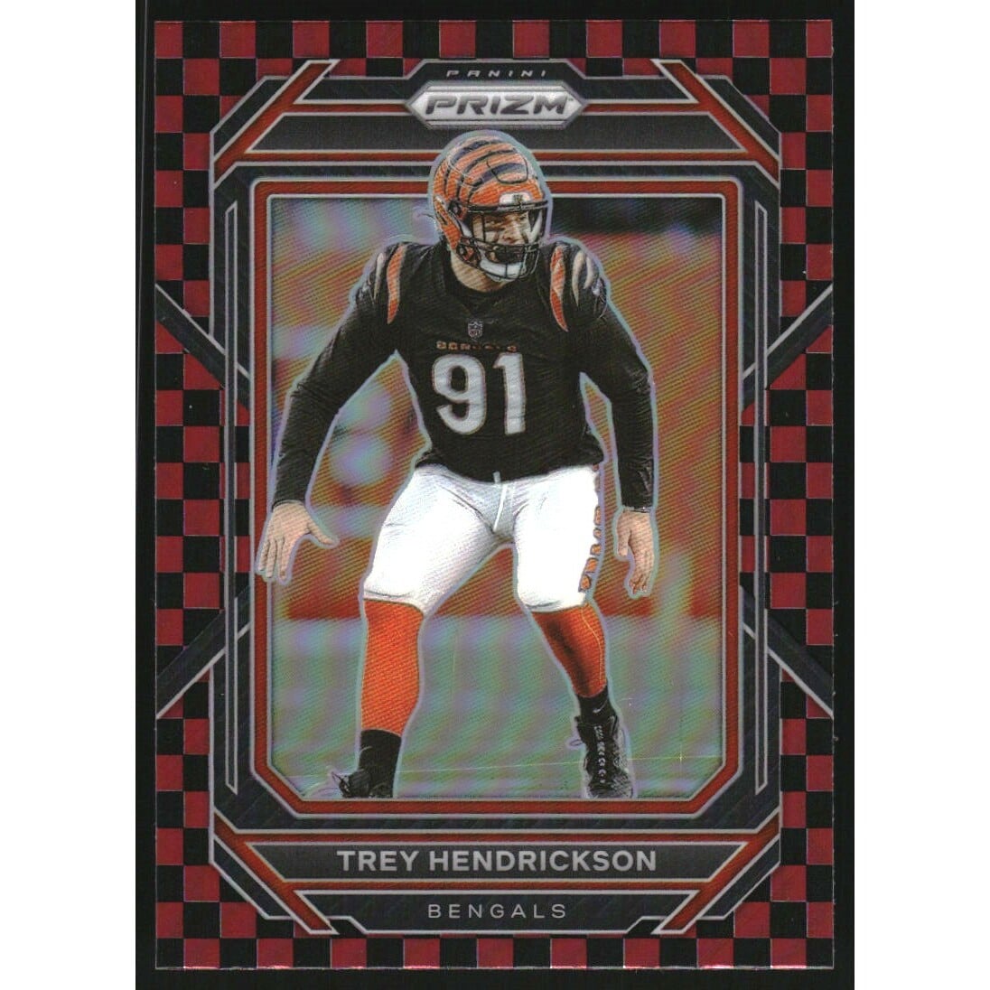 2022 Panini Prizm Prizms Black and Red Checker #62 Trey Hendrickson. rookie card picture