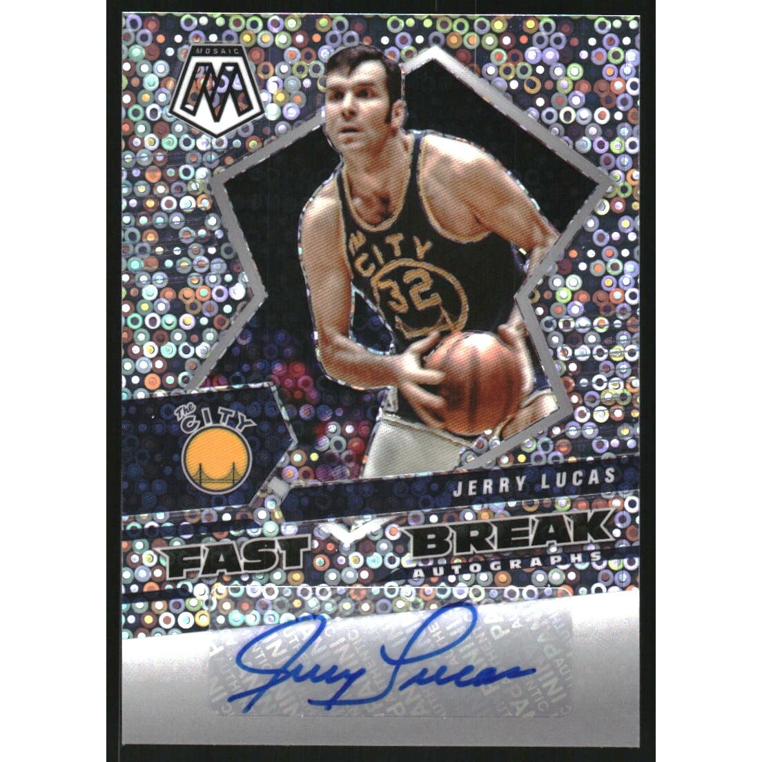 2021-22 Panini Mosaic Autographs Fast Break #26 Jerry Lucas. rookie card picture