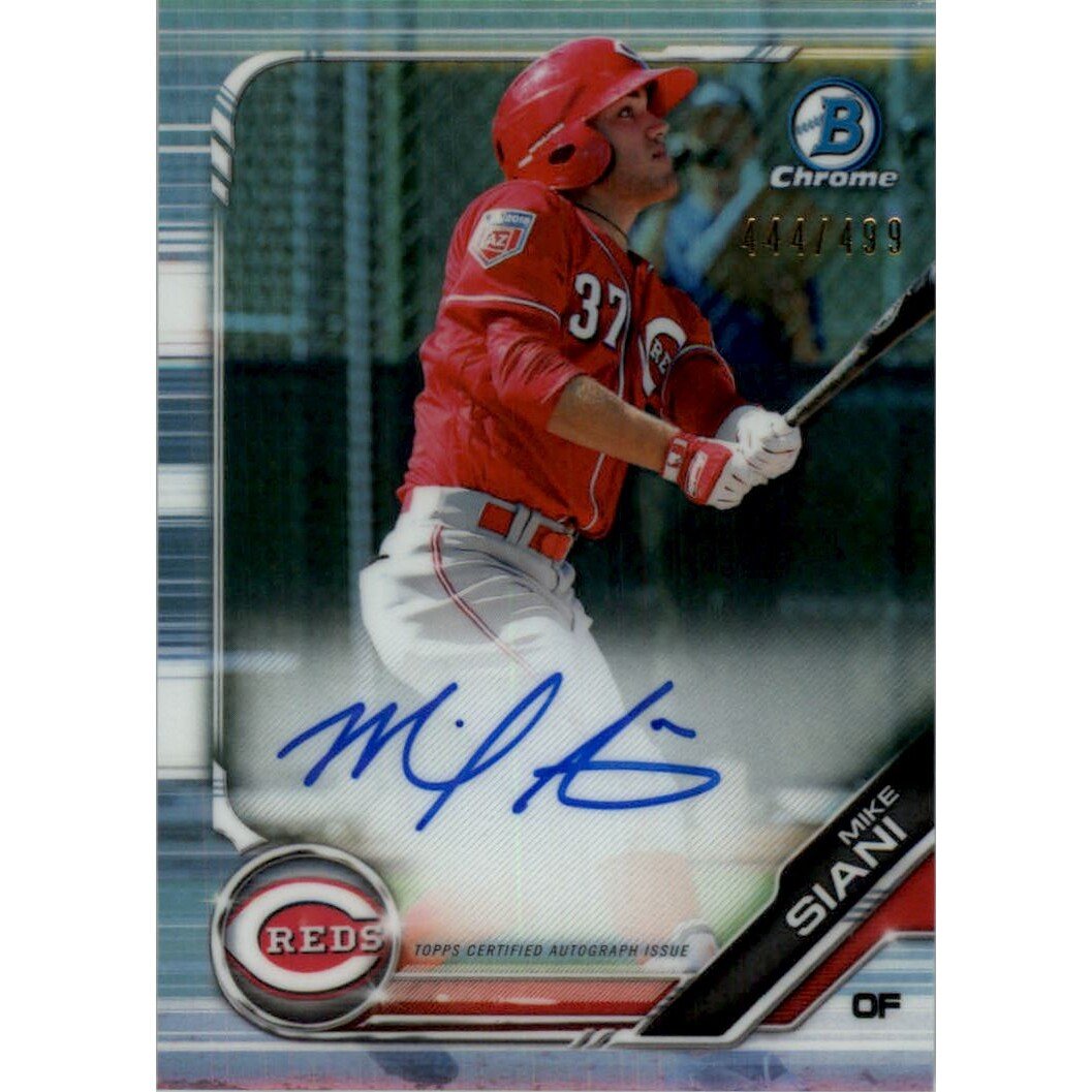 2019 Bowman Chrome Prospect Autographs Refractors #CPAMS Mike Siani. rookie card picture