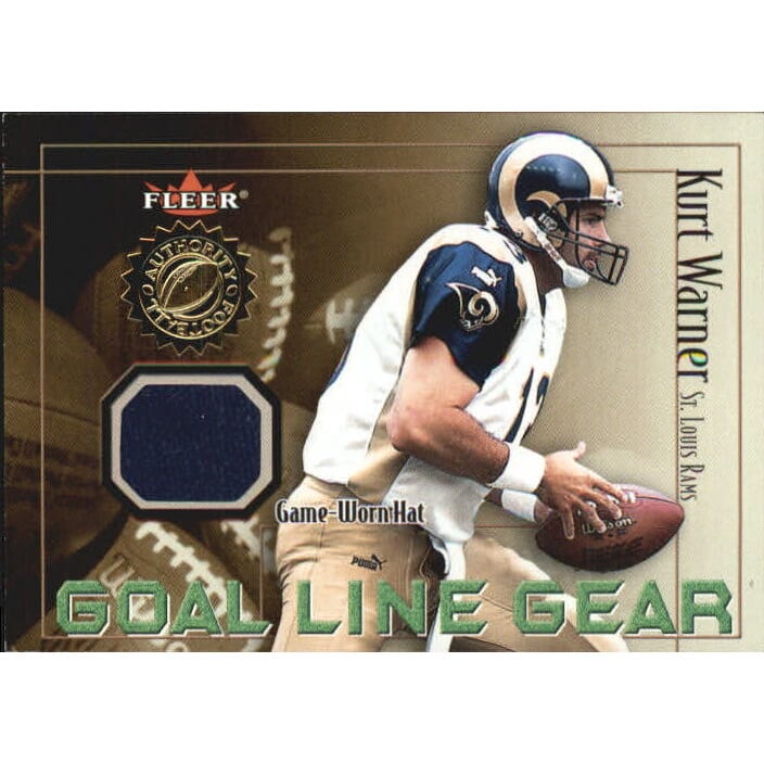 2001 Fleer Authority Goal Line Gear #56 Kurt Warner Hat/100. rookie card picture