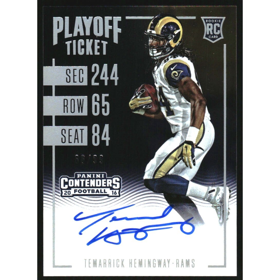 2016 Panini Contenders Playoff Ticket #238 Temarrick Hemingway AU/99. rookie card picture