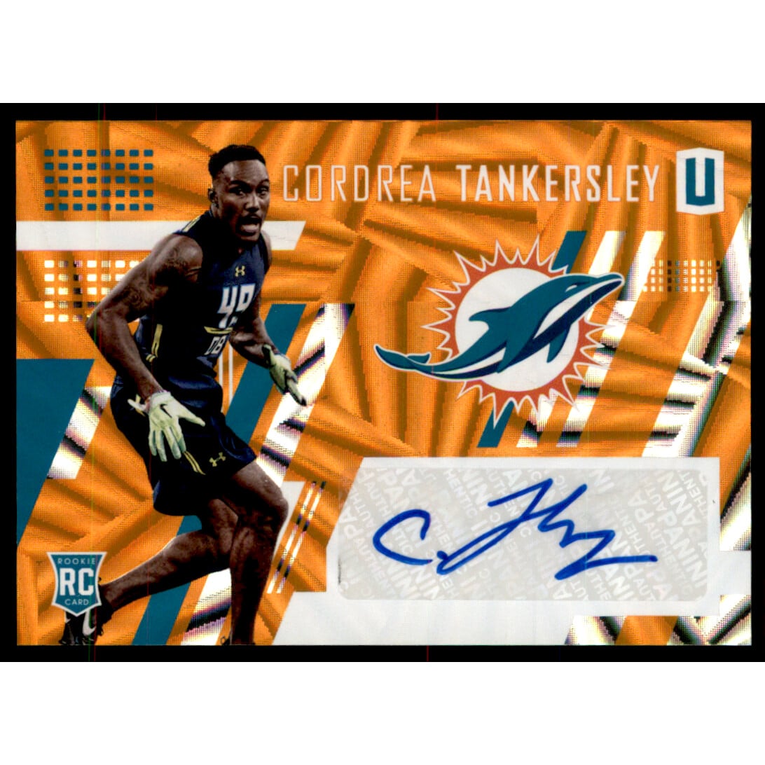 2017 Panini Unparalleled Rookie Autographs Orange #232 Cordrea Tankersley/49. rookie card picture