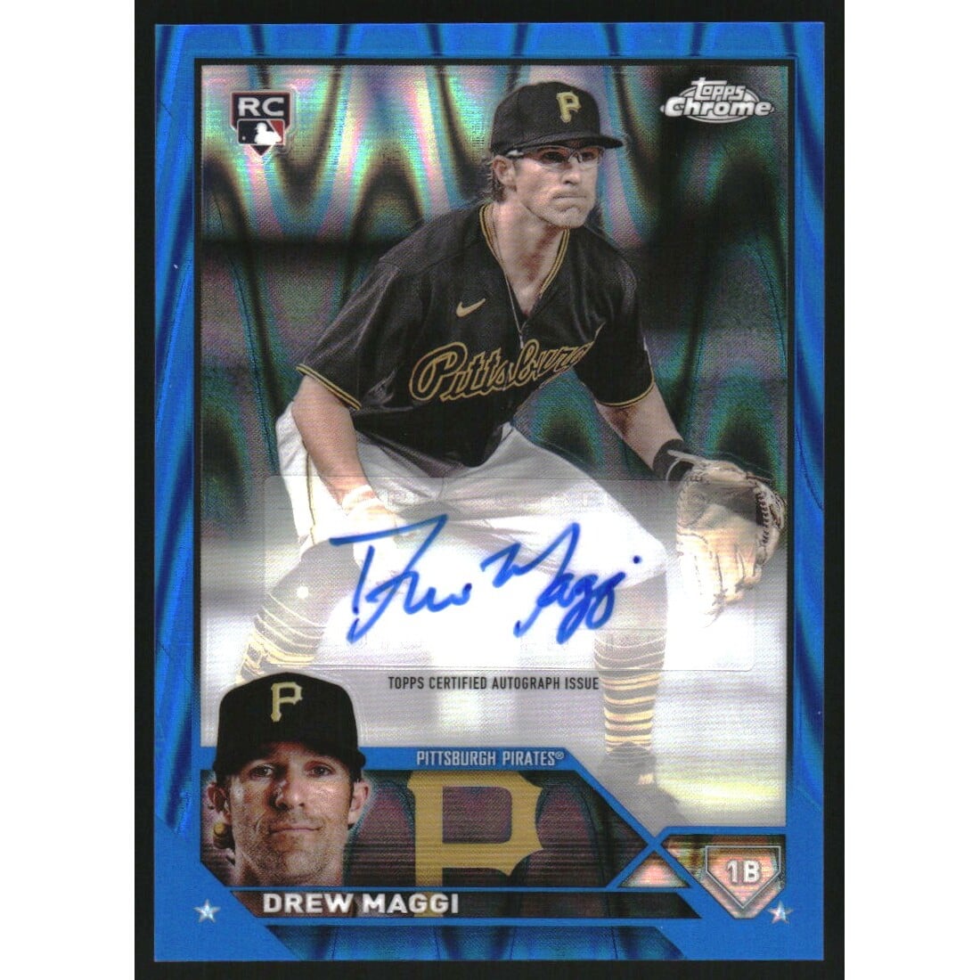 2023 Topps Chrome Update Autographs Blue Raywave Refractors #ACDM Drew Maggi. rookie card picture
