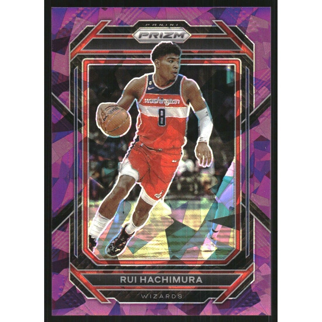 2022-23 Panini Prizm Prizms Purple Ice #190 Rui Hachimura. rookie card picture