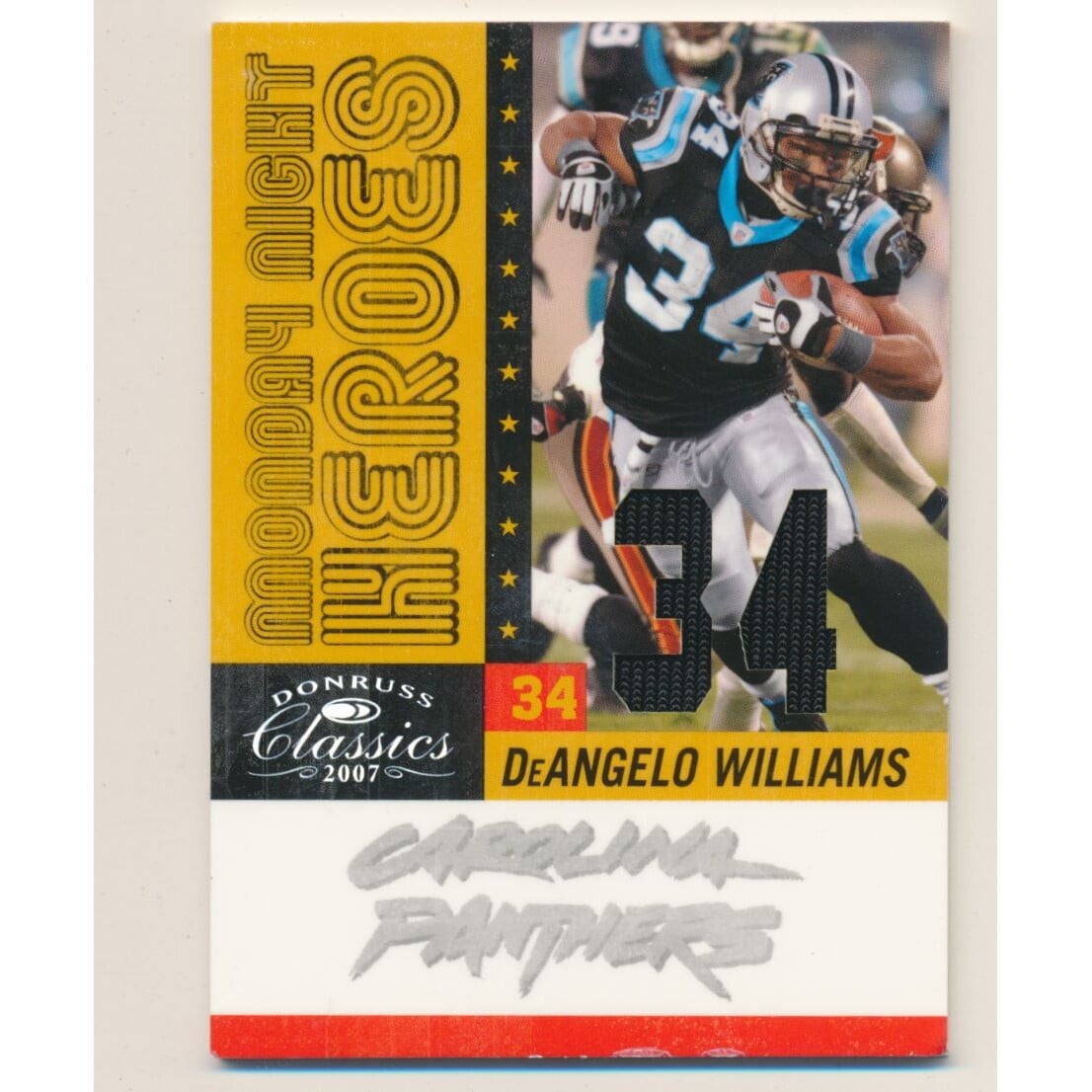 2007 Donruss Classics Monday Night Heroes Jerseys Jersey Numbers #23 DeAngelo Williams/34. rookie card picture