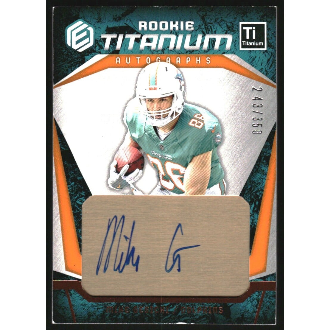 2018 Panini Elements Rookie Titanium Autographs Copper #17 Mike Gesicki/350. rookie card picture