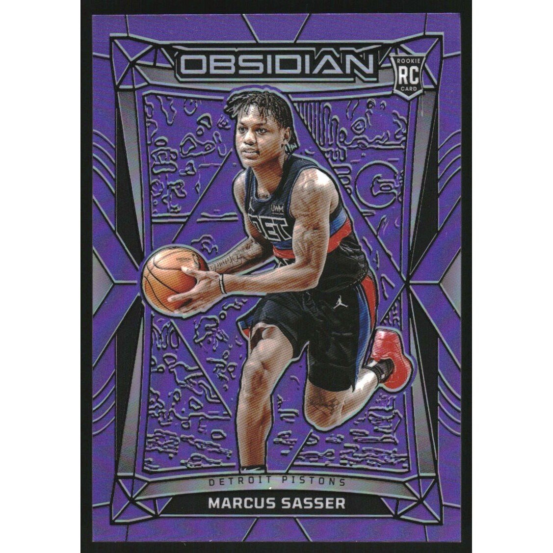 2023-24 Panini Obsidian Electric Etch Purple Flood #156 Marcus Sasser. rookie card picture