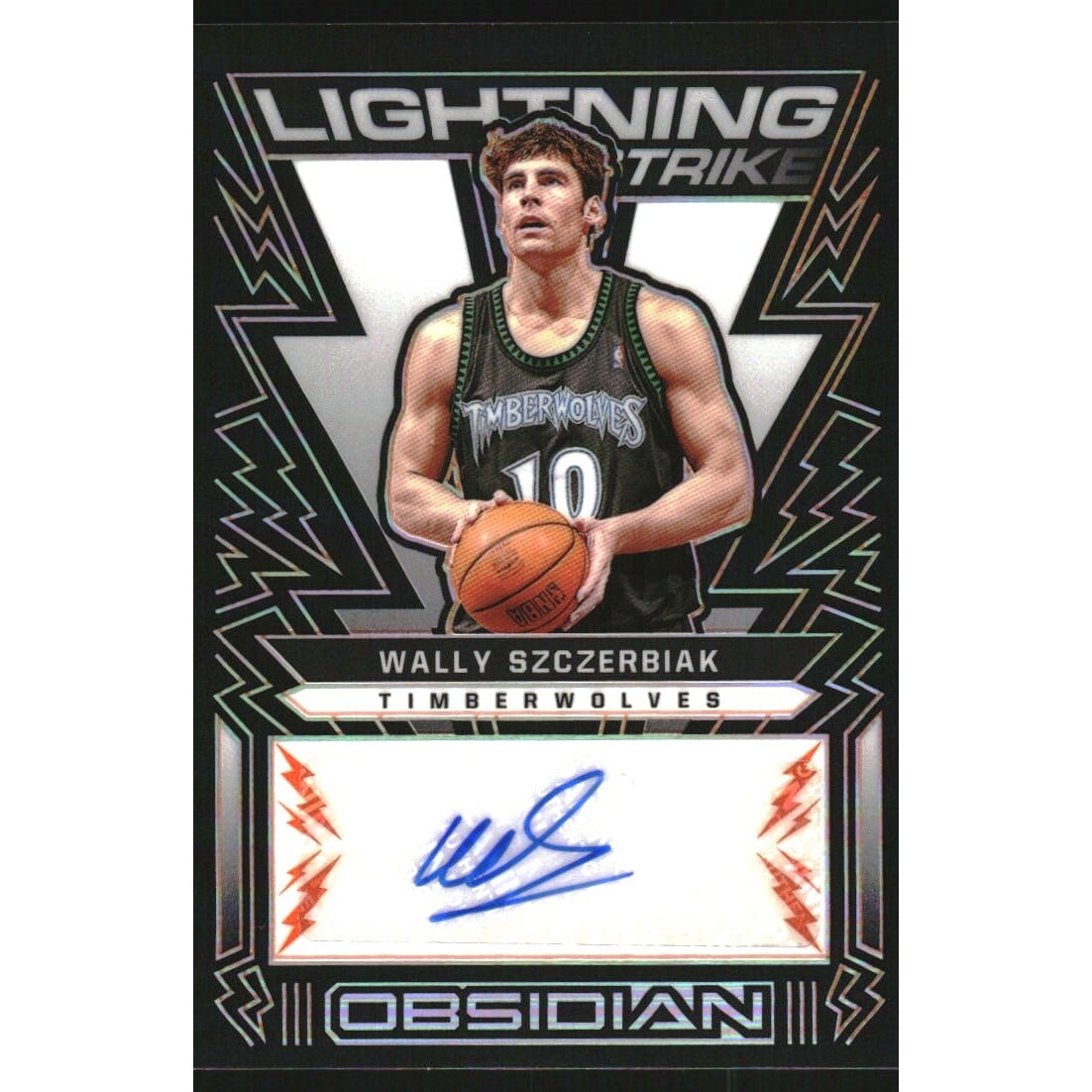 2021-22 Panini Obsidian Lightning Strike Signatures Electric Etch Orange #17 Wally Szczerbiak/50. rookie card picture