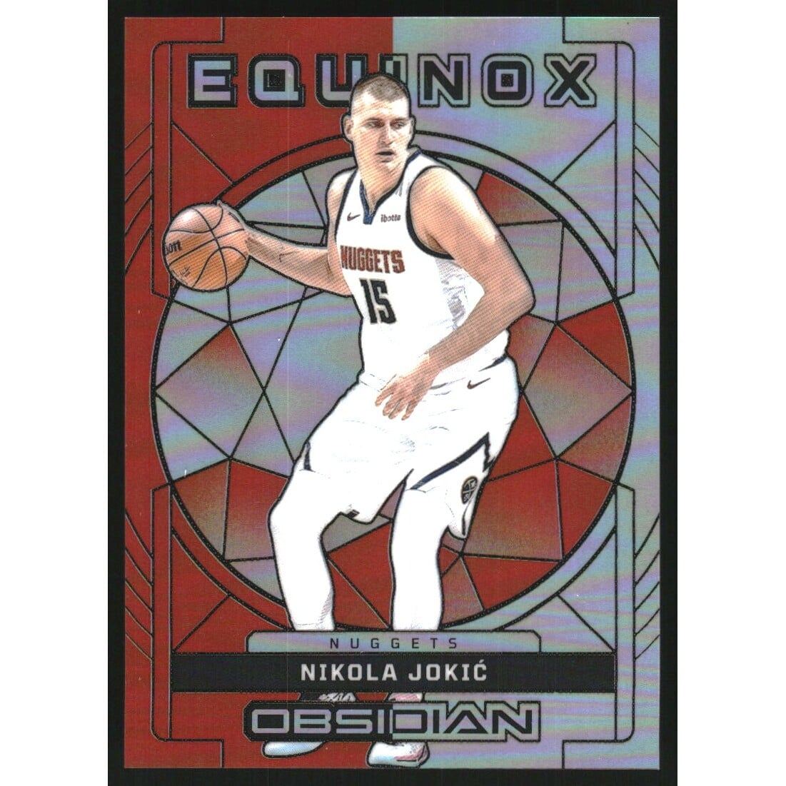 2023-24 Panini Obsidian Equinox Electric Etch Orange Flood #16 Nikola Jokic. rookie card picture