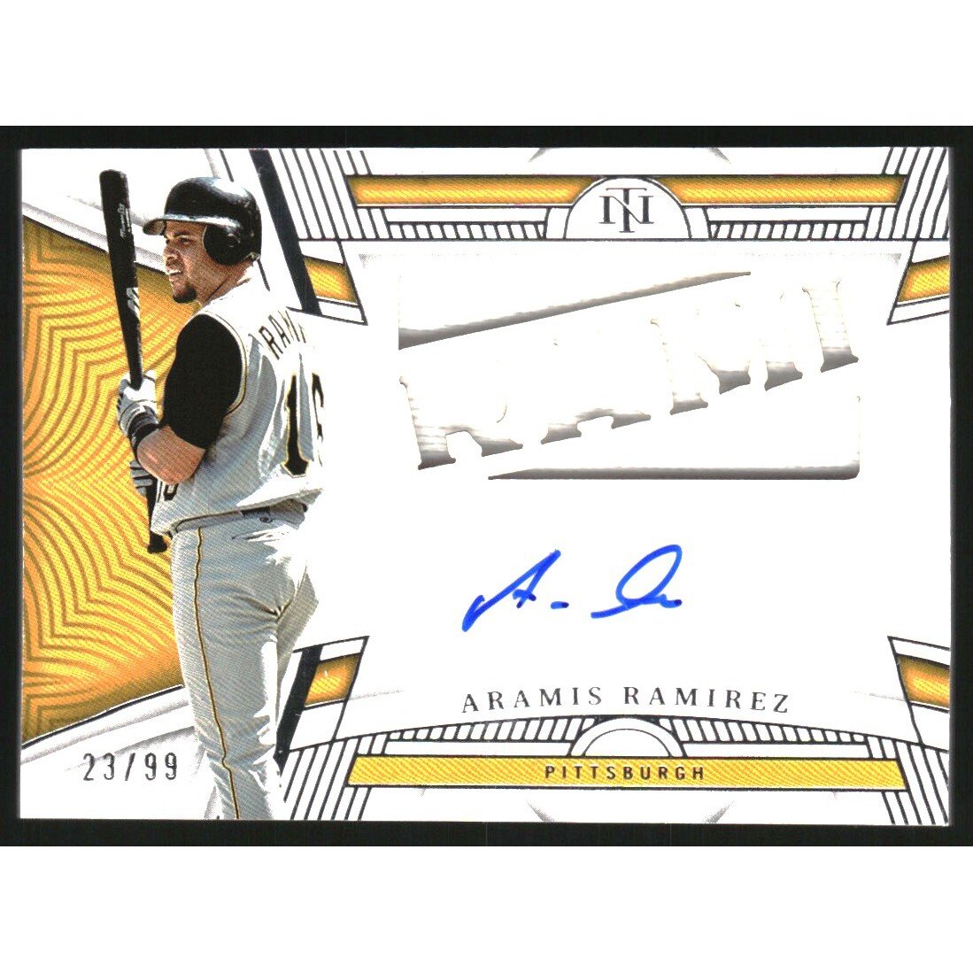 2023 Panini National Treasures Die Cut Material Signatures #93 Aramis Ramirez. rookie card picture