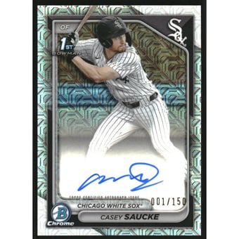 2024 Bowman Chrome Draft Autographs HTA Choice Refractors #CPACSA Casey Saucke