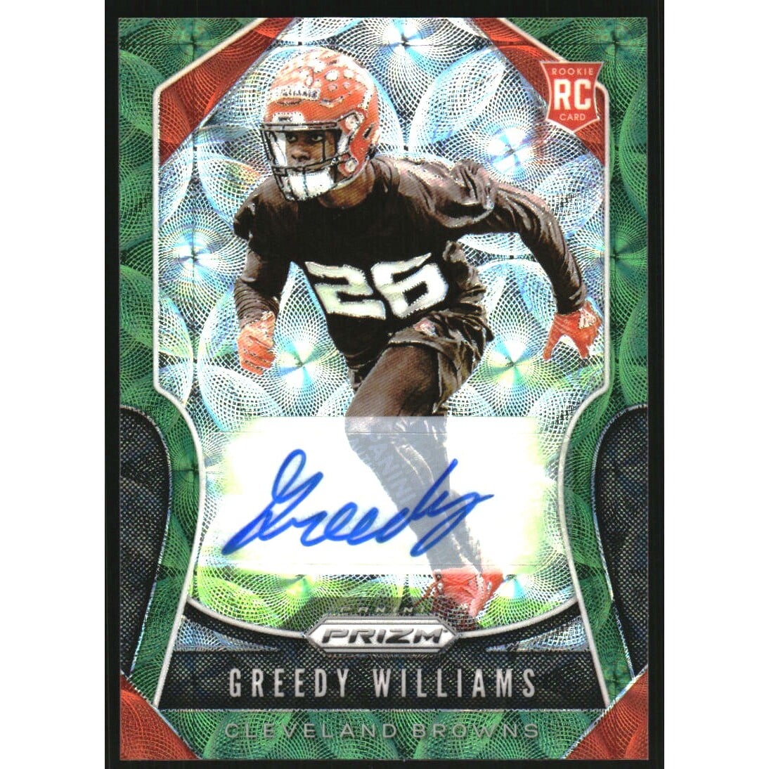 2019 Panini Prizm Rookie Autographs Prizms Green Scope #315 Greedy Williams. rookie card picture