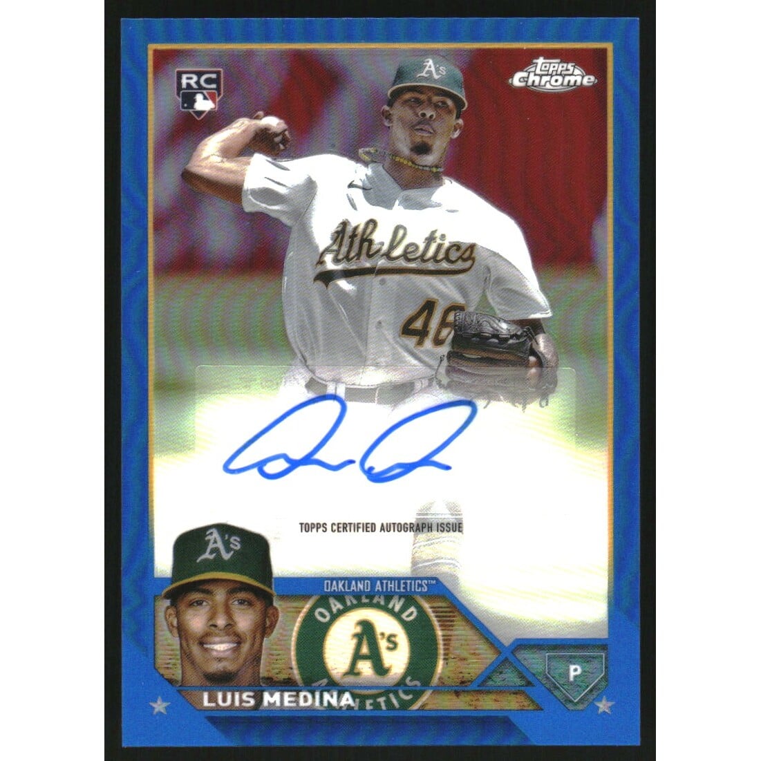 2023 Topps Chrome Update Autographs Blue Refractors #ACLM Luis Medina. rookie card picture