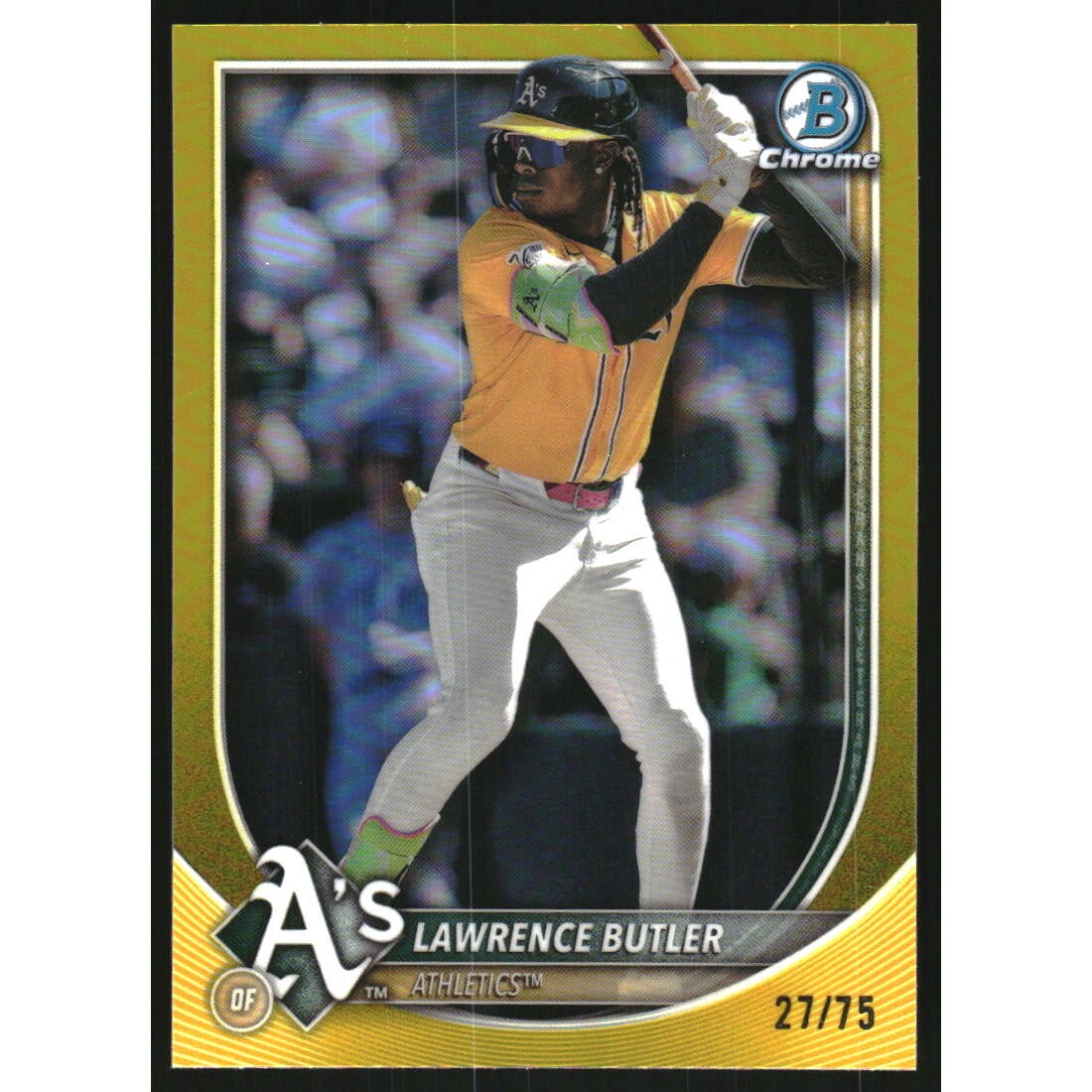 2025 Bowman Chrome Yellow Refractors #65 Lawrence Butler. rookie card picture