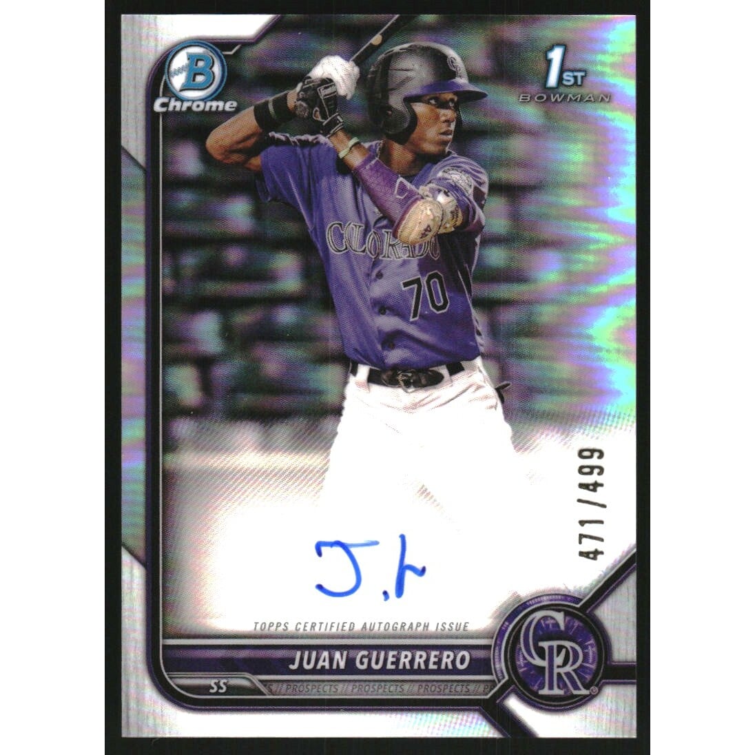 2022 Bowman Chrome Prospect Autographs Refractors #CPAJGO Juan Guerrero. rookie card picture